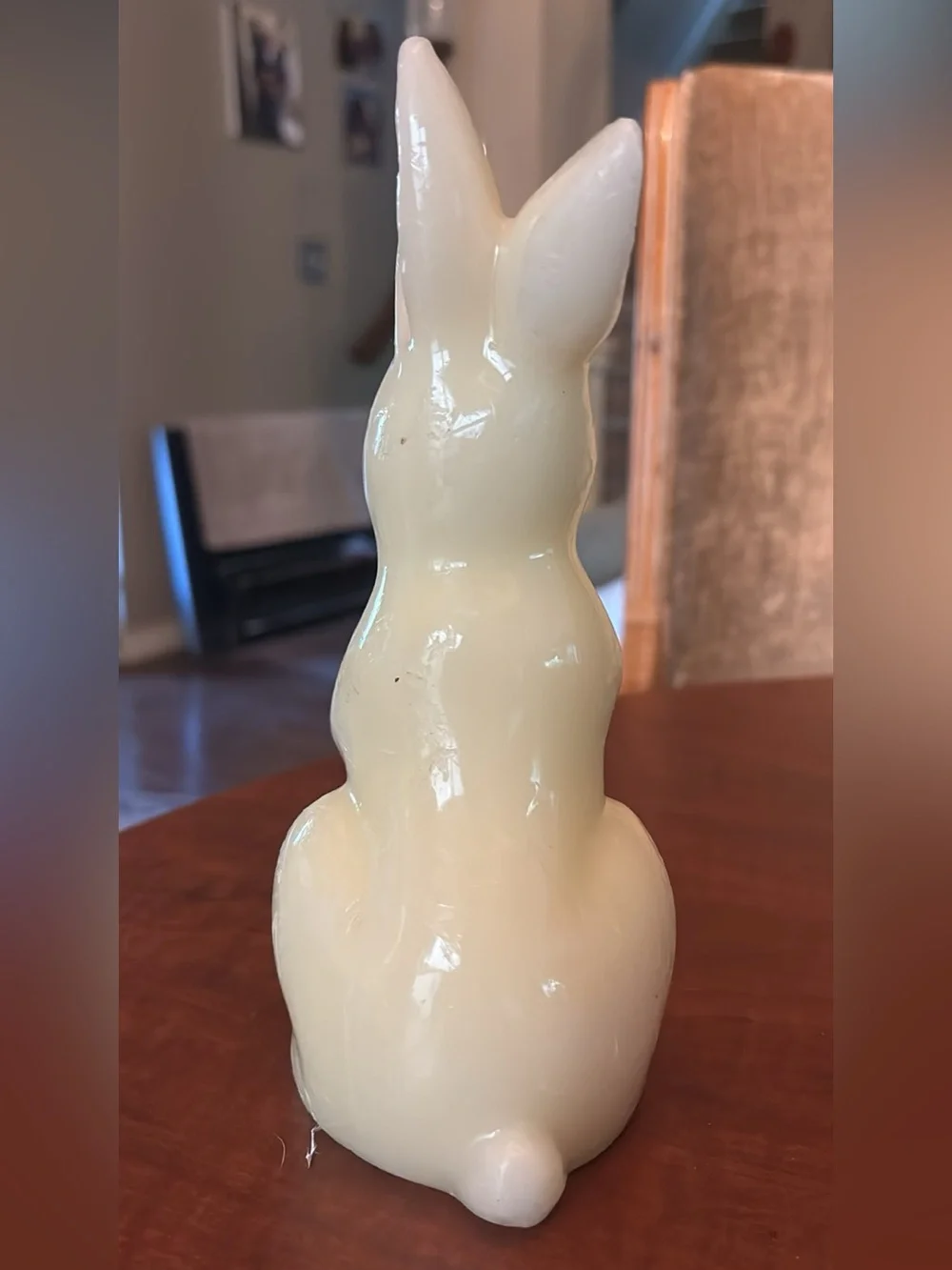 White Bunny Candle Pink Ears Cute Spring Easter Decoration NEW